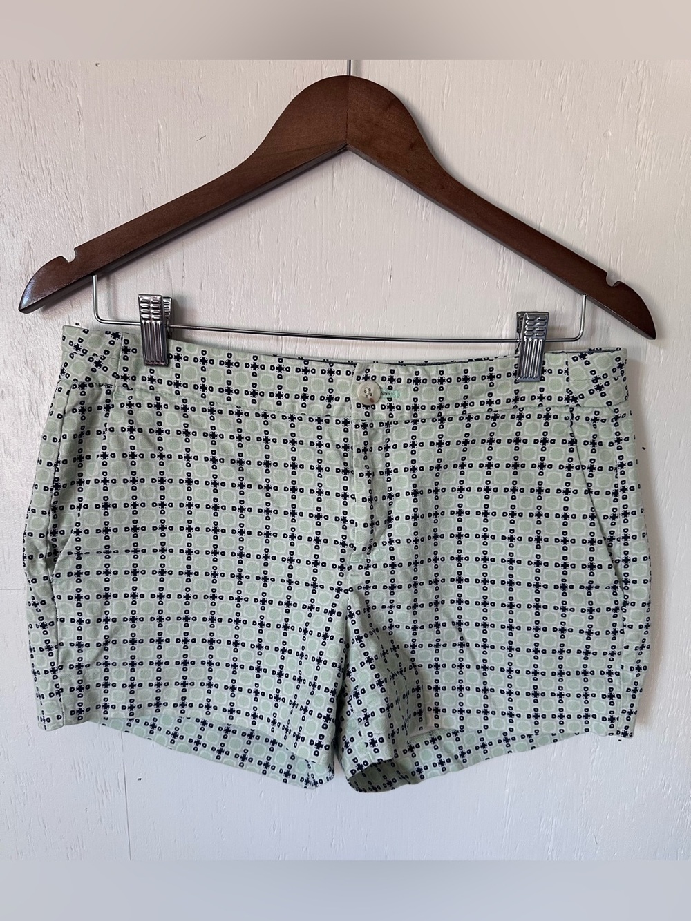 Banana Republic Mint Green Printed Cotton Blend Shorts